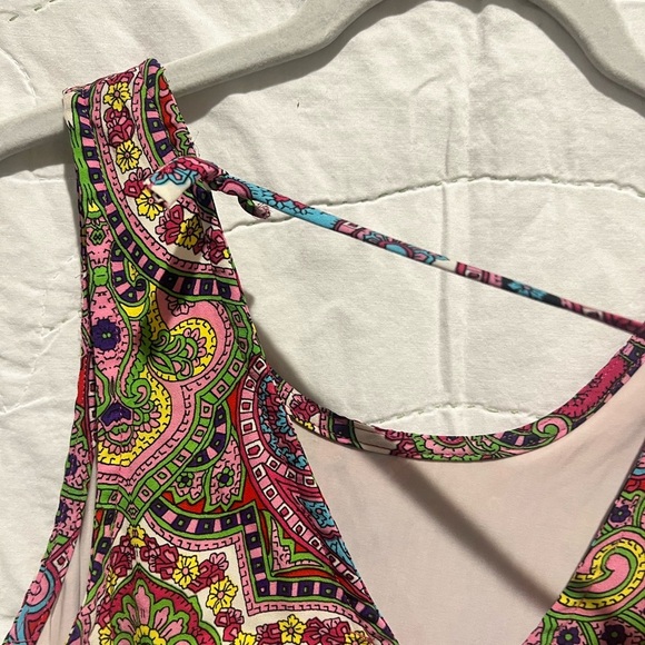 Truly Me Paisley Multicolor Tie Back Lined Romper, Girls Sz 12 - Picture 6 of 10